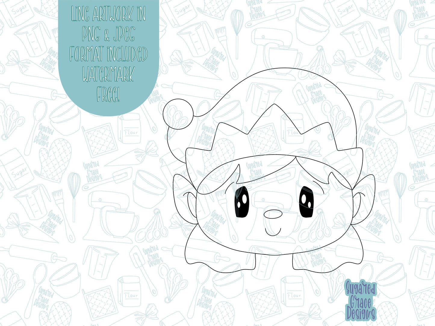 Christmas Elf girl Cookie cutter STL file for 3D printing with png printable instant download for EDDIE edible ink printer