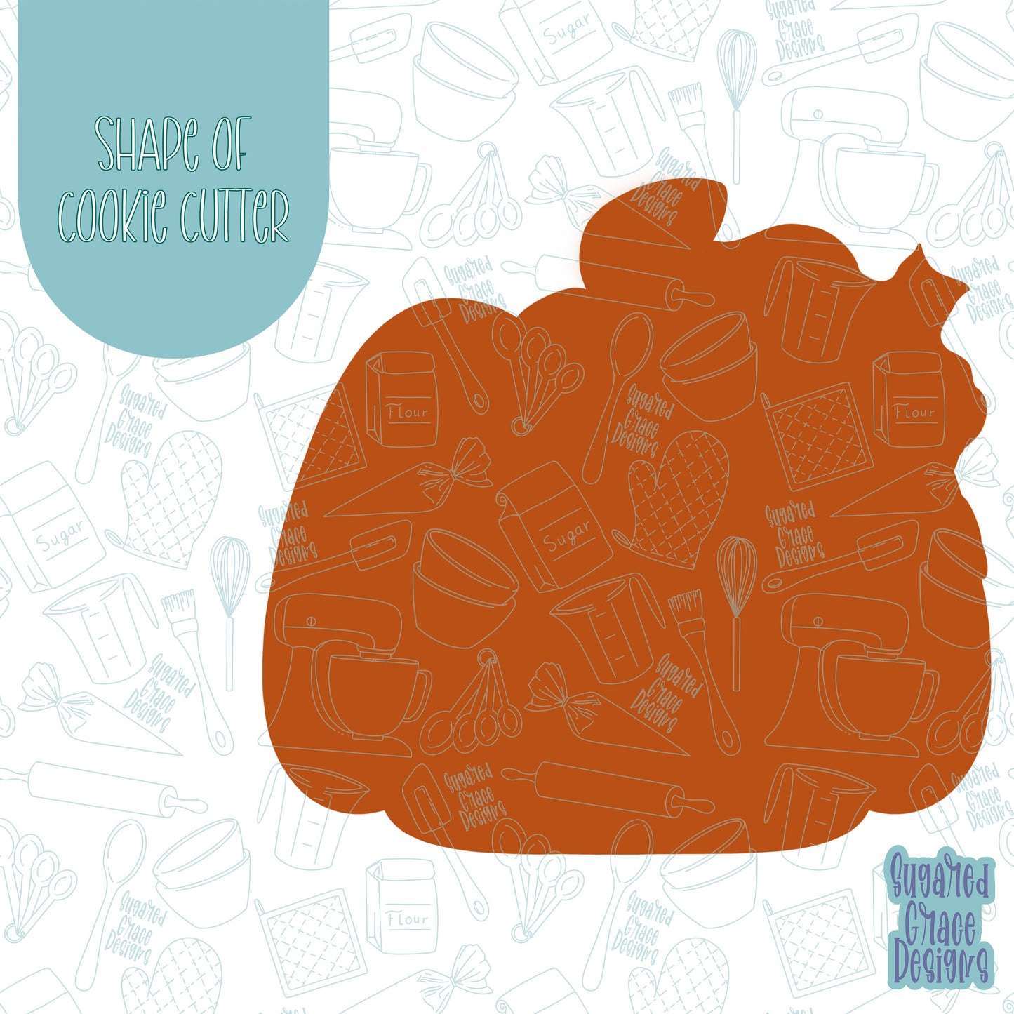 Fall floral Pumpkin Cookie cutter stl files for 3d printing with matching printable png images for Eddie edible printers, place setting