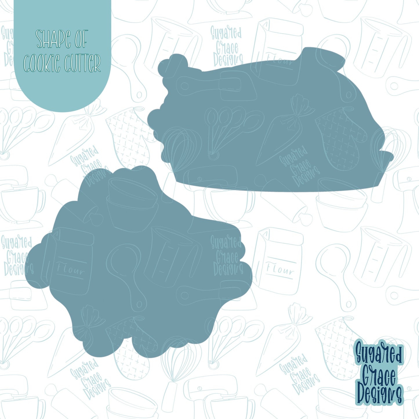 Basted Turkey, Punny thanksgiving Cookie cutter STL file for 3D printing with png printable instant download for EDDIE edible ink printer