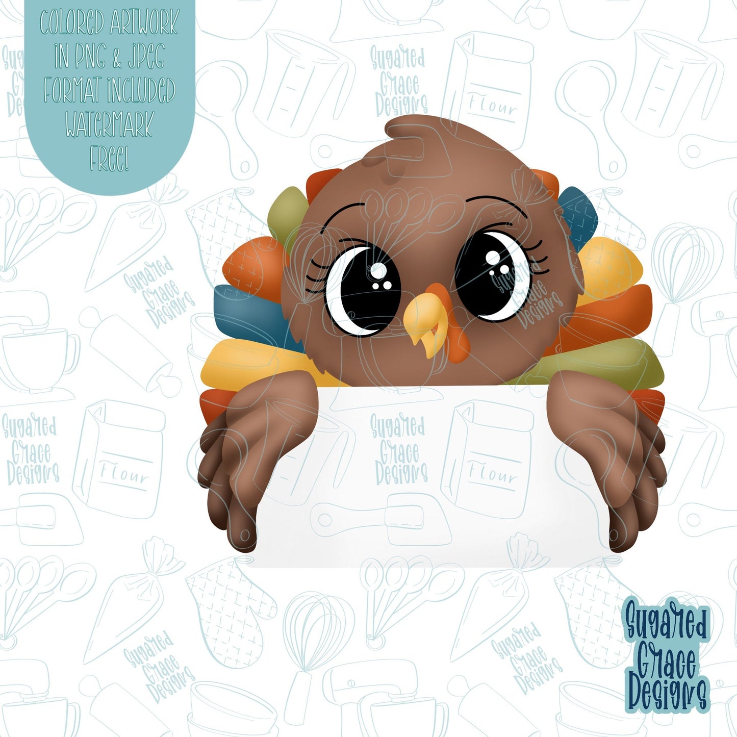 Turkey with plaque cookie cutter stl files for 3d printing with matching printable png images for Eddie edible printers