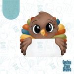 Turkey with plaque cookie cutter stl files for 3d printing with matching printable png images for Eddie edible printers
